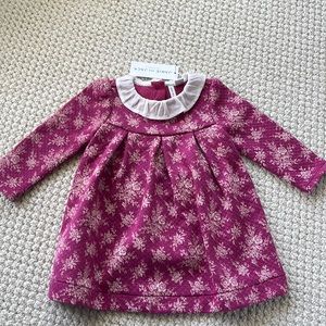 Janie and Jack burgundy dress floral white collar